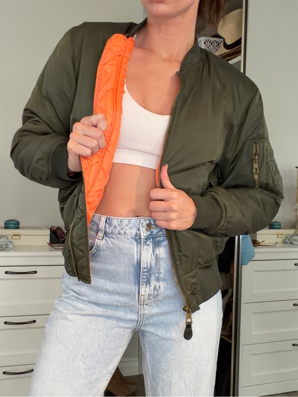 Green bomber jacket